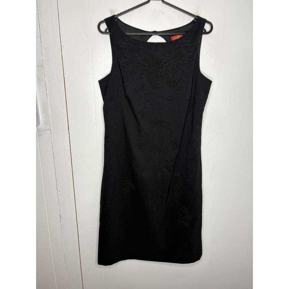 Sangria Dress Womens 6 Vintage Sleeveless LBD Lined Beaded Floral APplique